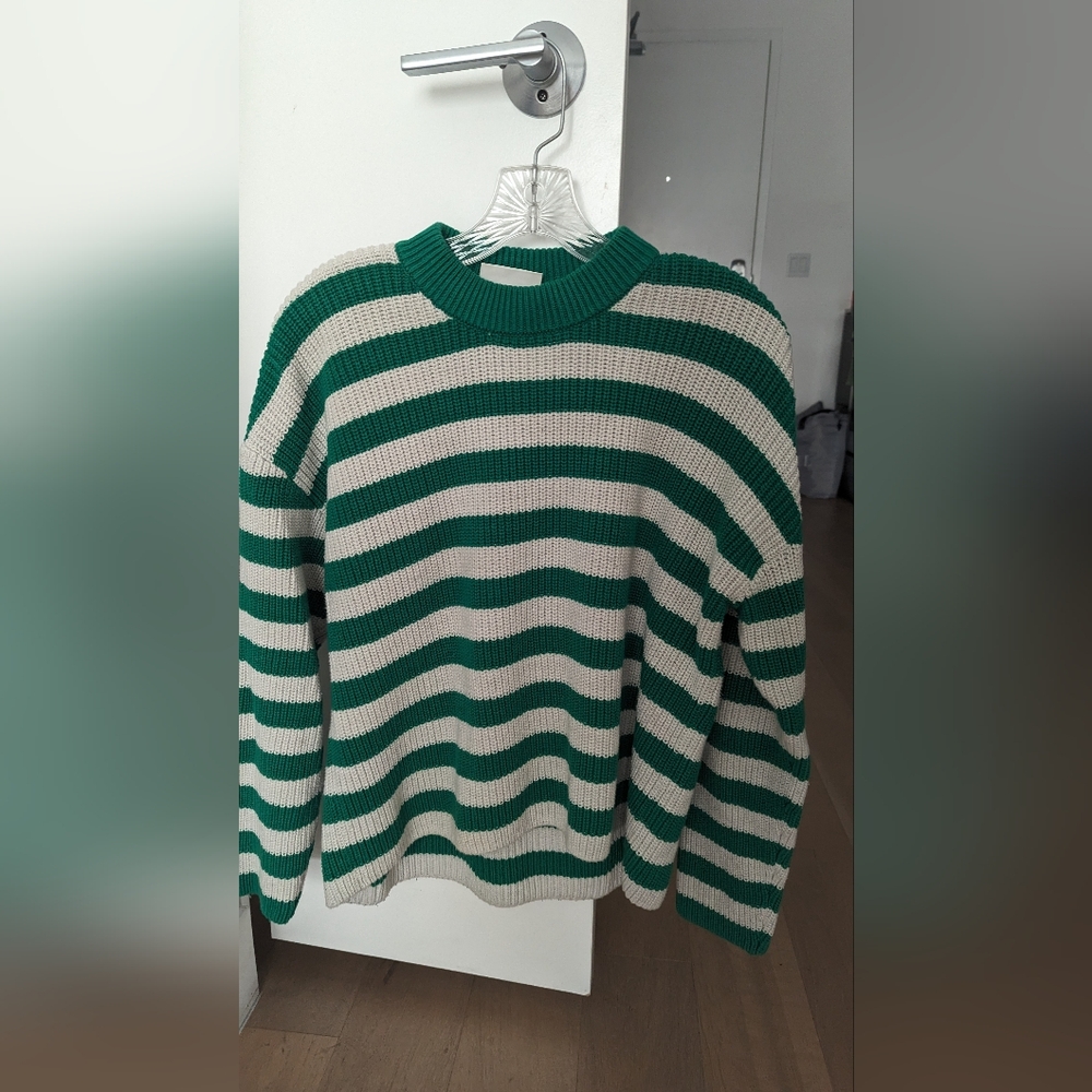Monki Green and White Striped Sweater